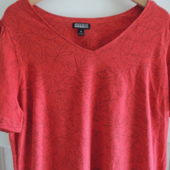 Nicole Miller Red & Black Linen Blend Shift Dress XL - Picture 3 of 9